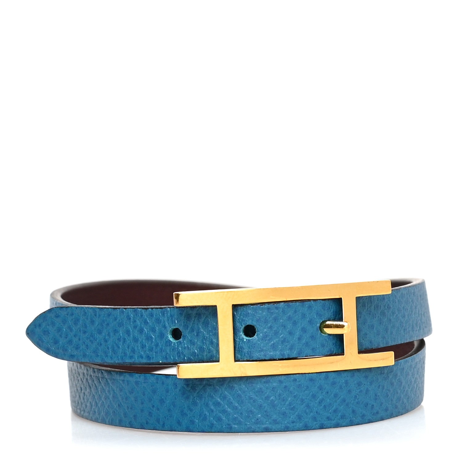 Hermes Epsom Swift Behapi Double Tour Bracelet S Bleu Izmir Rouge H 1 of 4