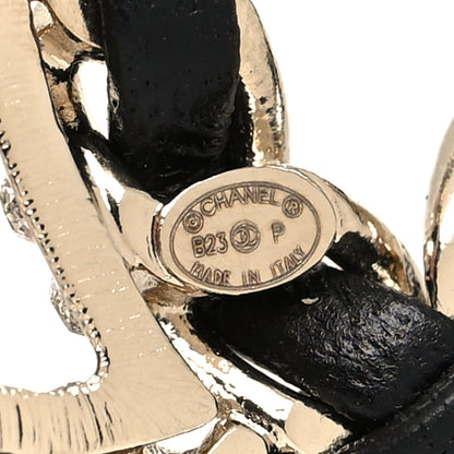 Chanel Lambskin Crystal CC Chain Brooch Black Gold 4 of 4