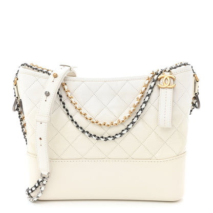 Chanel Patent Goatskin Quilted Medium Gabrielle Hobo White 1 of 11