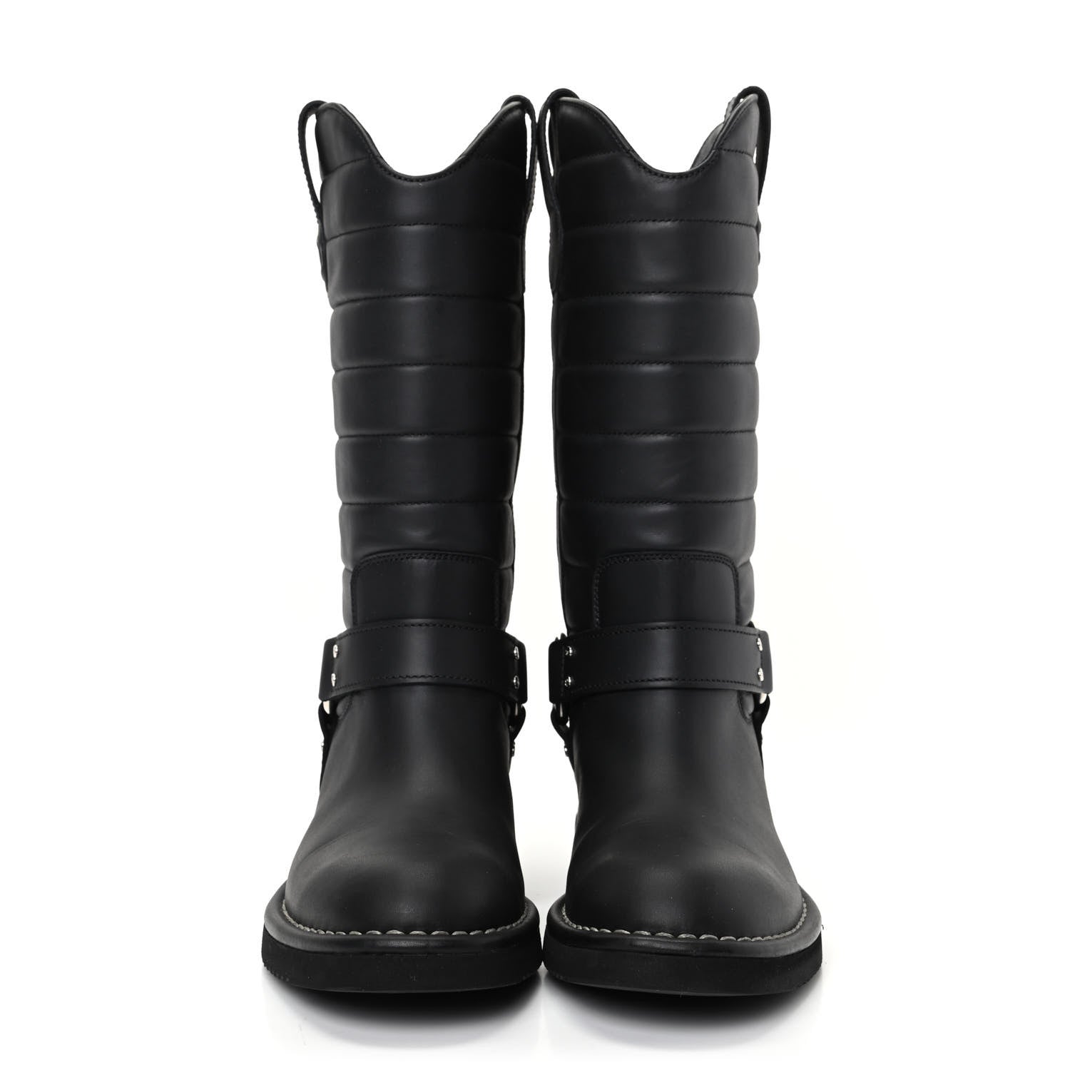 Chanel Oily Calfskin Star Quilted Biker Boots 36.5 Black 2 of 11