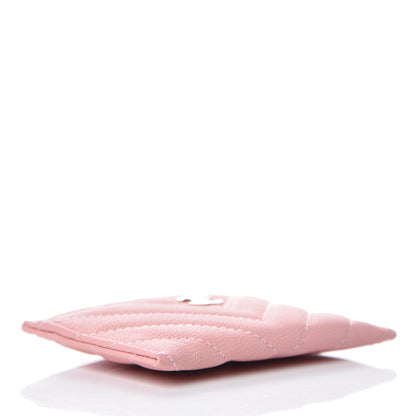 Chanel Caviar Chevron Quilted Card Holder Wallet Pink 4 of 8