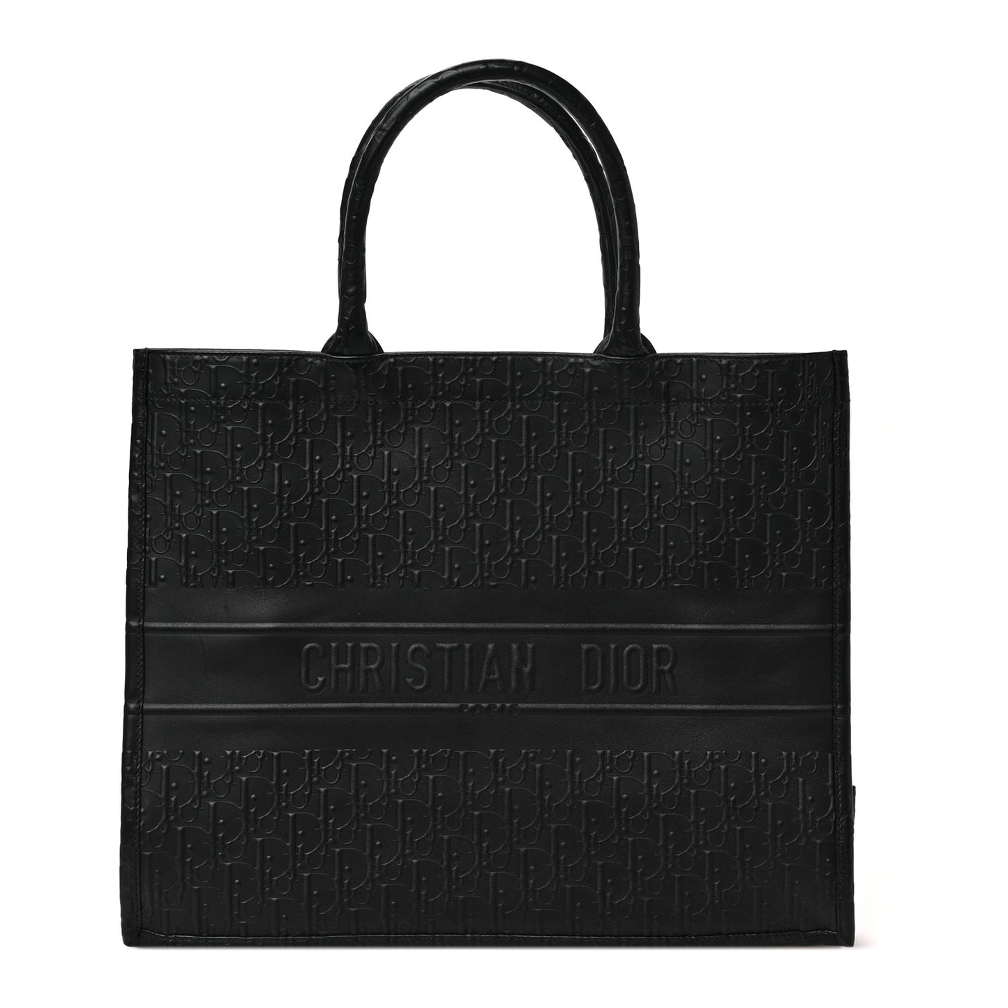 Oblique Calfskin Embossed Book Tote Black