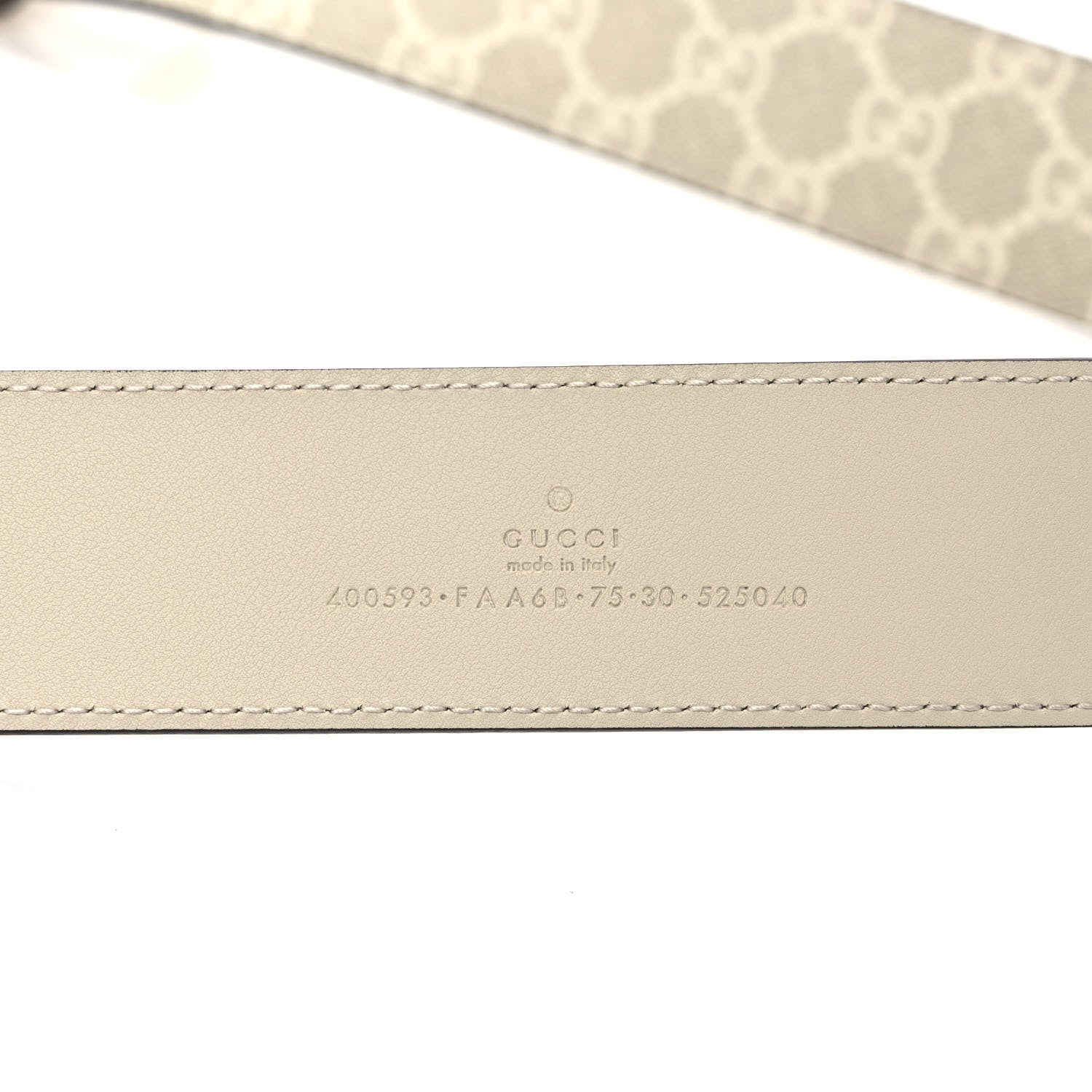 Gucci GG Supreme Monogram Calfskin Double G 40mm Belt 75 30 Off White 3 of 4