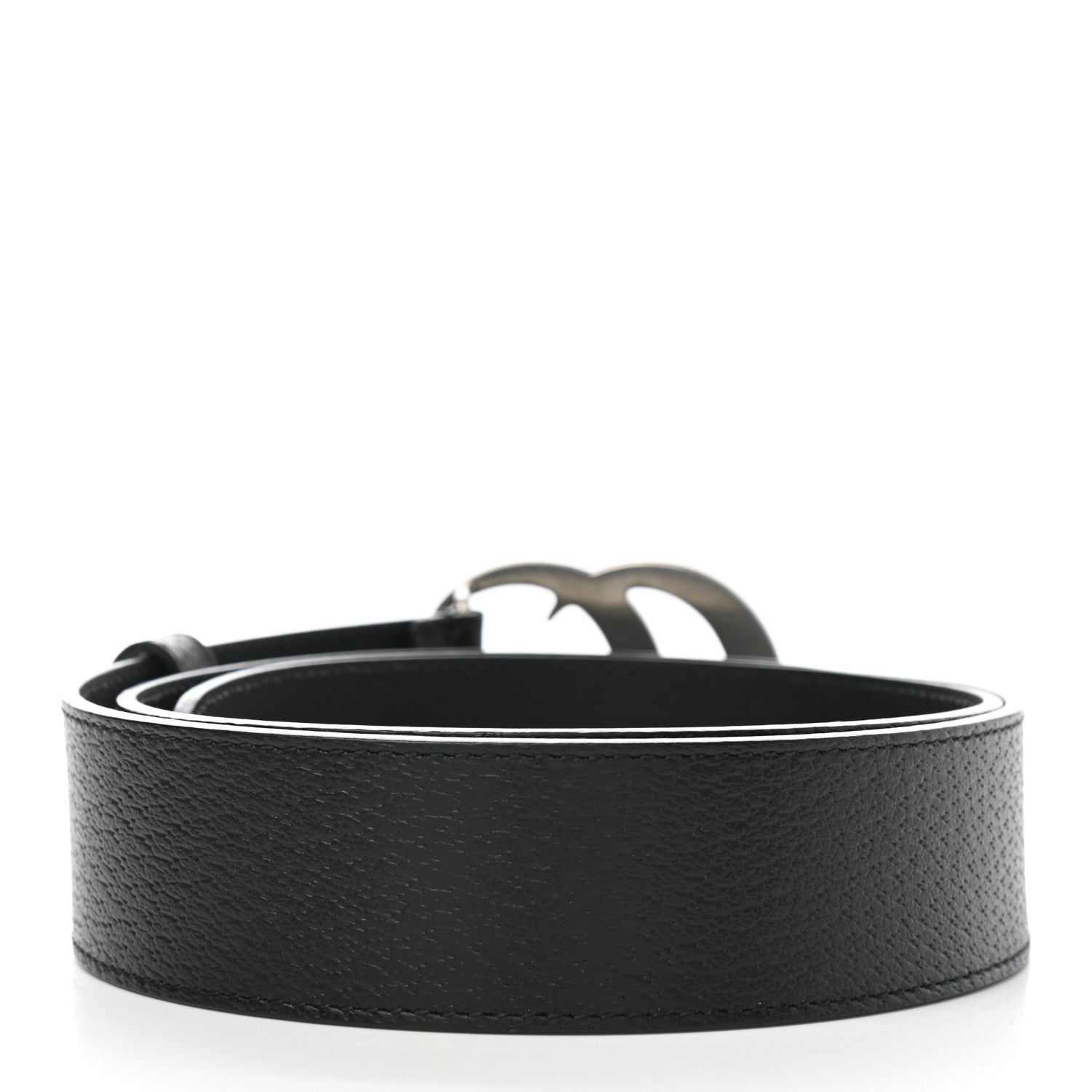 Gucci Textured Dollar Calfskin Nickel Double G 40mm Belt 90 36 Black 2 of 3