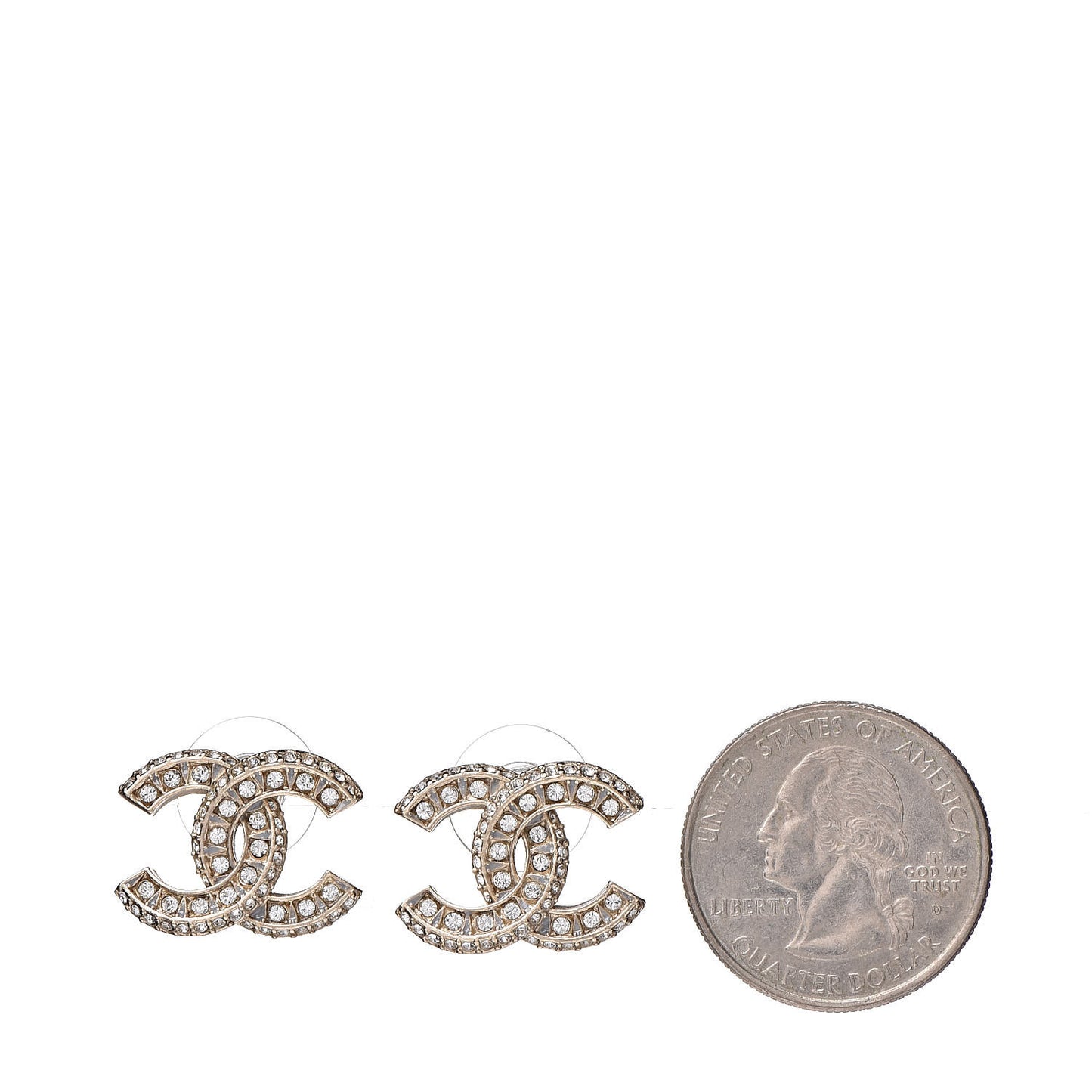 Crystal CC Earrings Light Gold