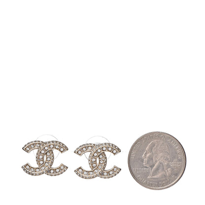 Chanel Crystal CC Earrings Light Gold 2 of 4