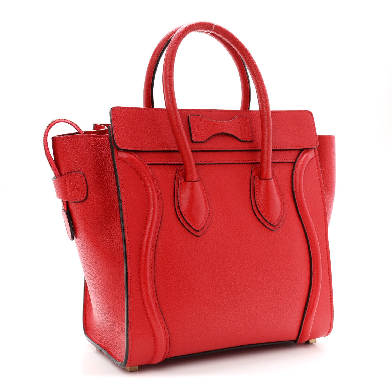 Celine Drummed Calfskin Micro Luggage Coquelicot 3 of 9