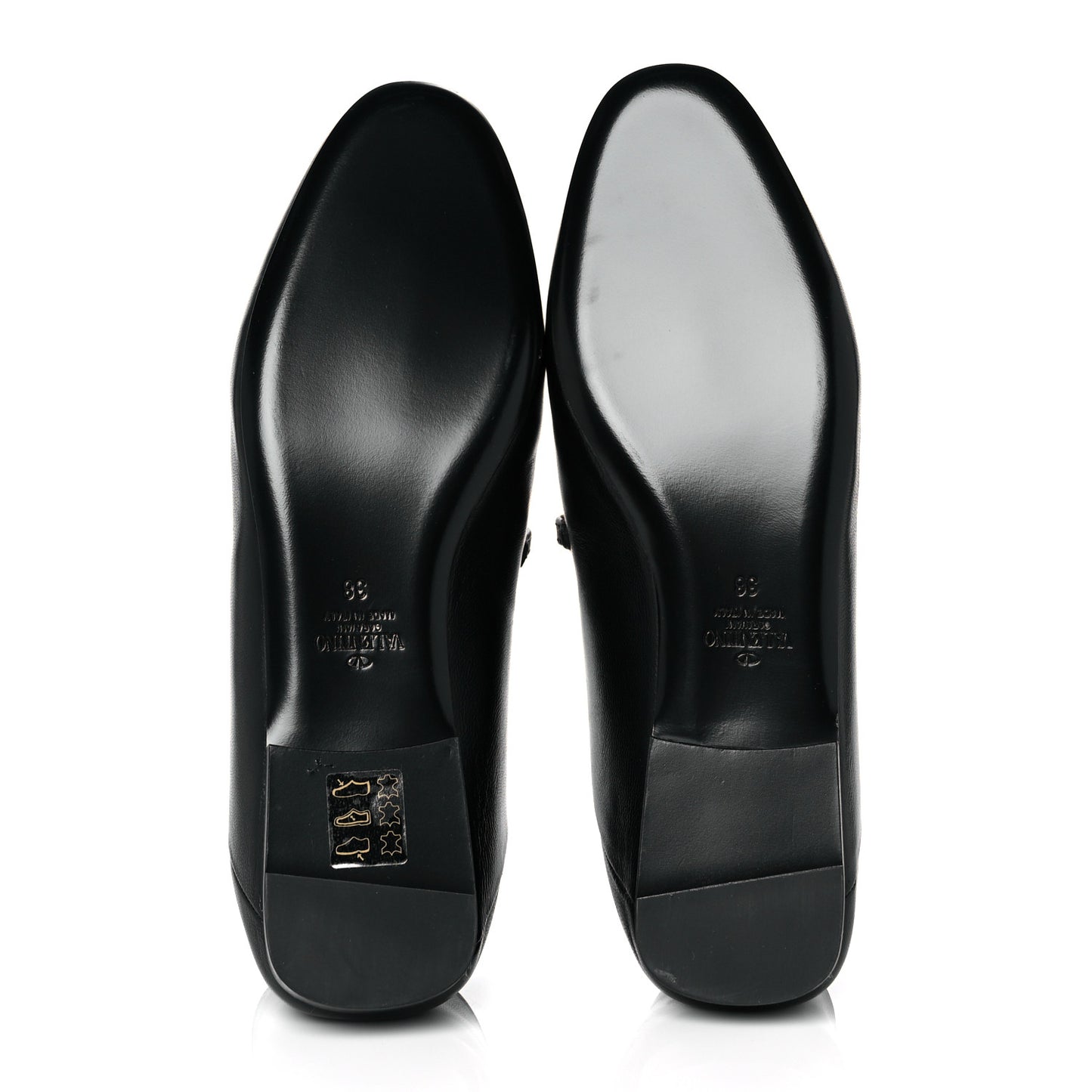 Nappa Stud Sign Loafers 38 Black