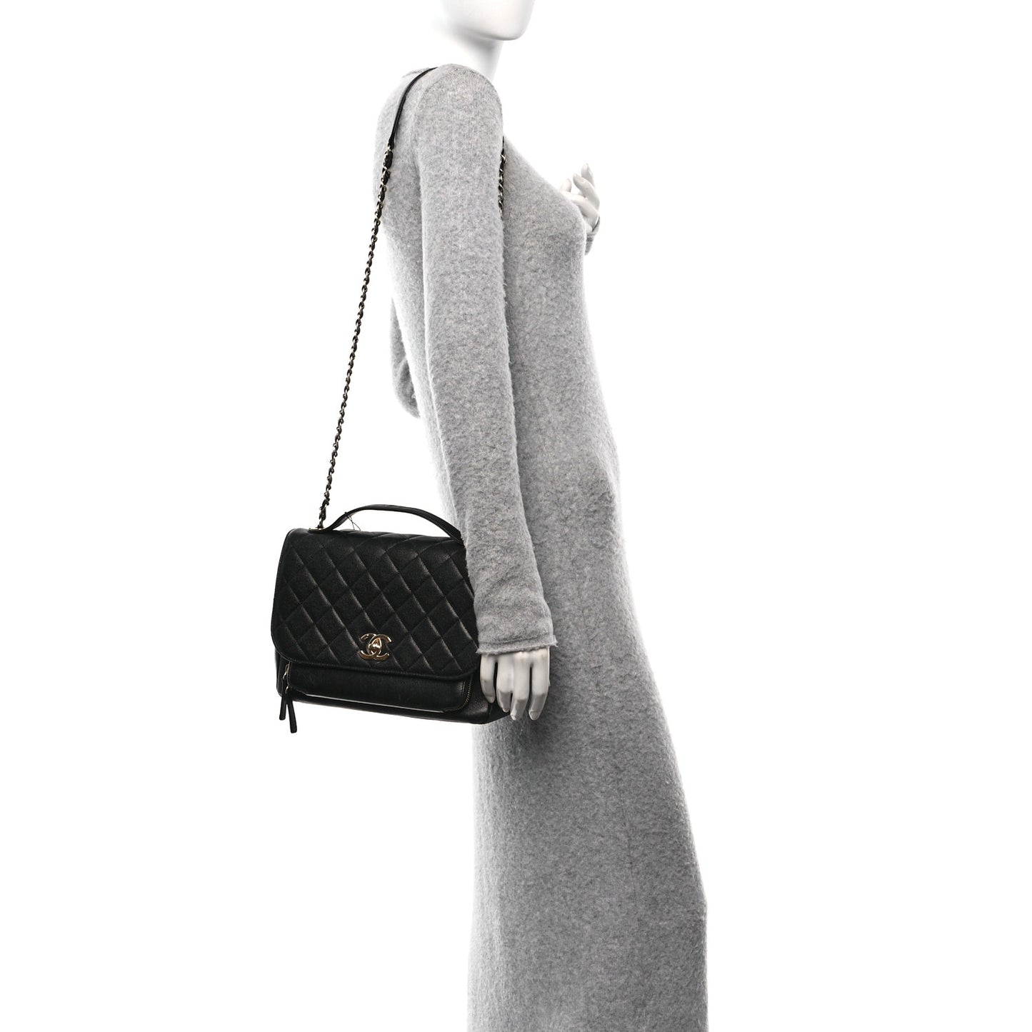 Caviar Quilted Large Business Affinity Flap Black