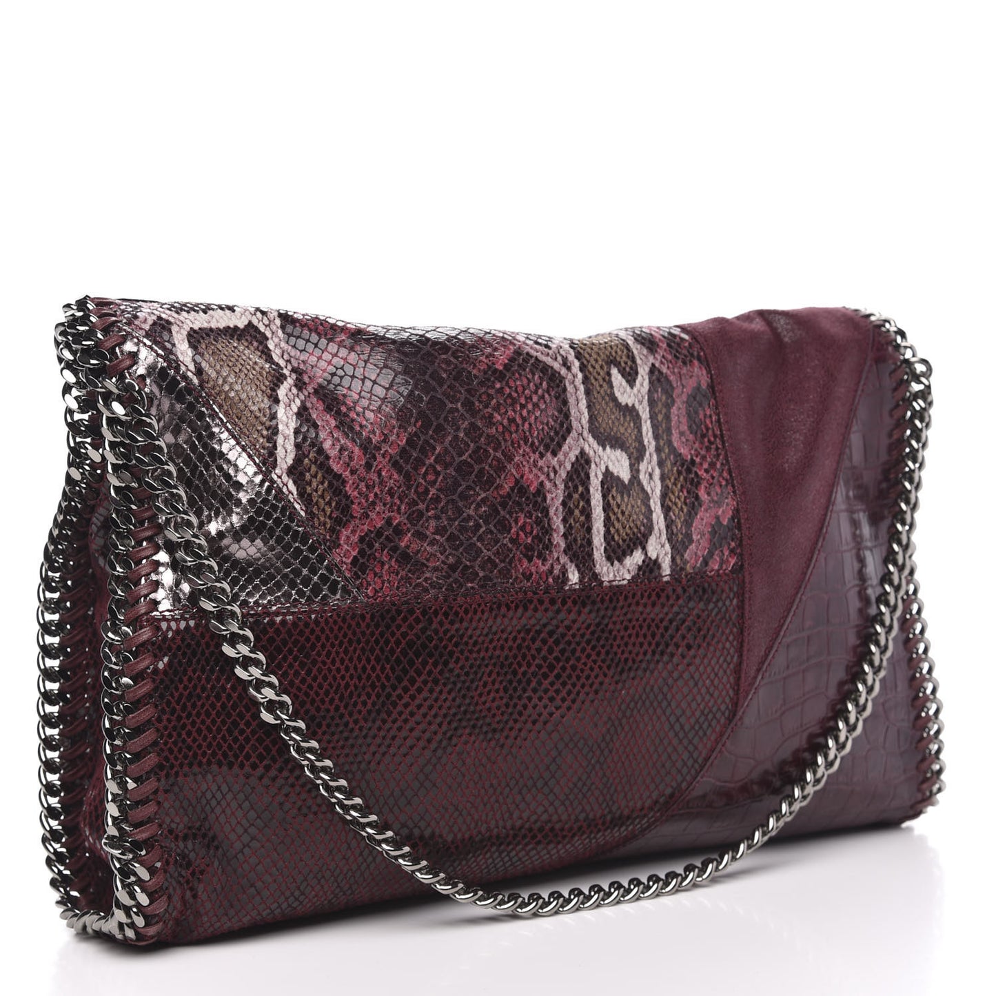 Eco Python Croc Small Falabella Fold Over Tote Red