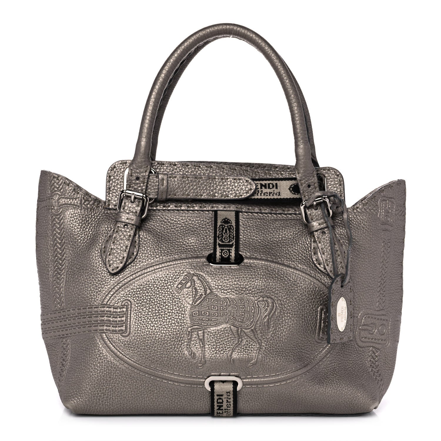 Fendi Cuoio Romano Selleria Small Villa Borghese Tote Peltro 1 of 10