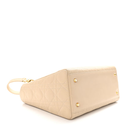 Christian Dior Lambskin Cannage Medium Lady Dior Beige 4 of 13
