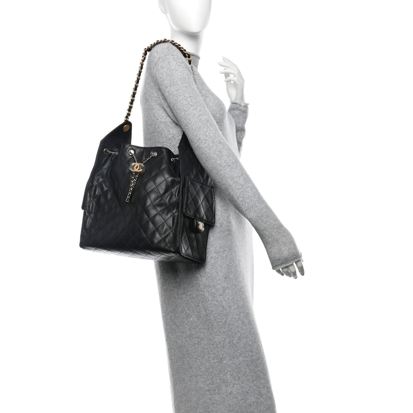 Caviar Quilted Medium Chanel 25 Handbag Black