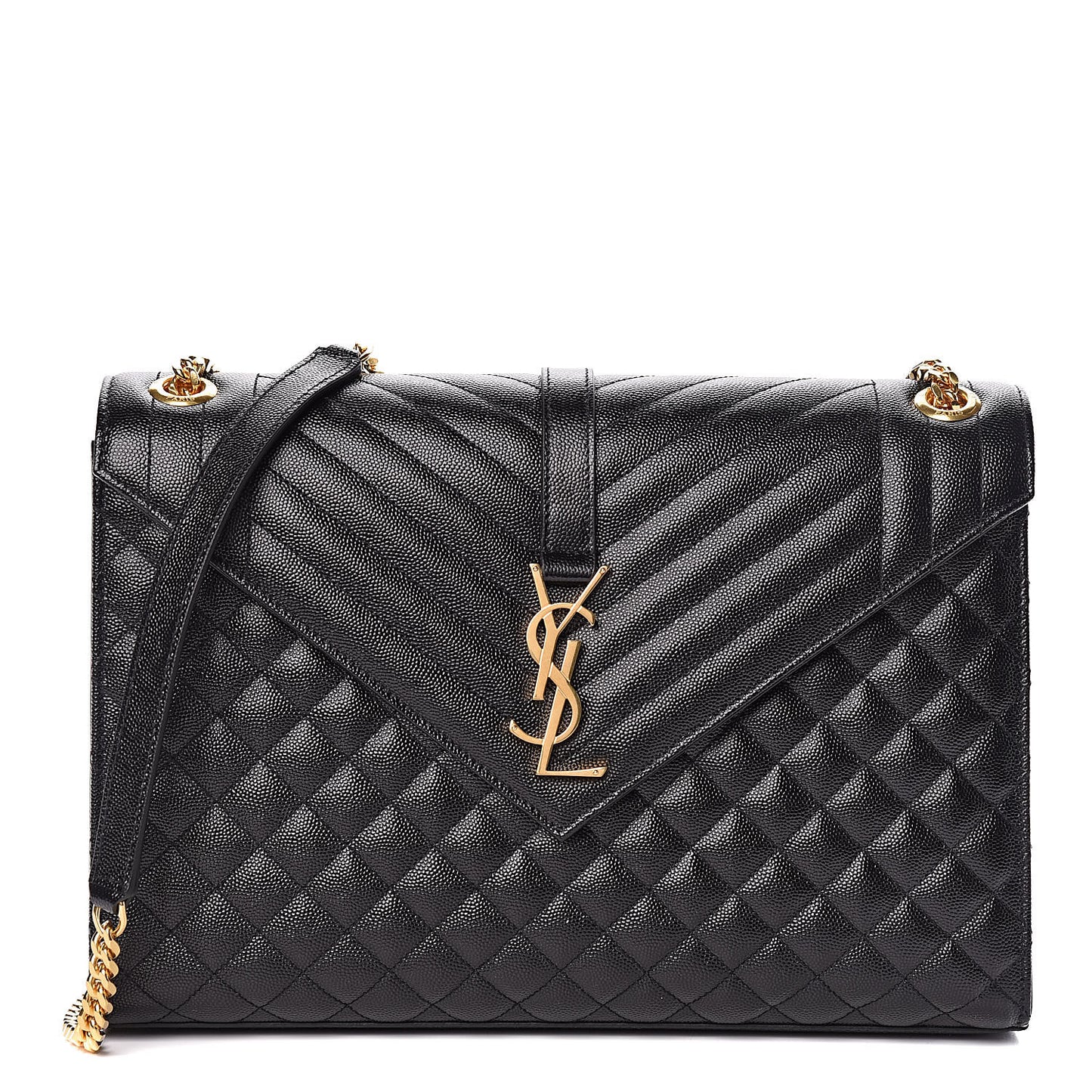 Grain De Poudre Textured Mixed Matelasse Large Triquilt Monogram Satchel Black