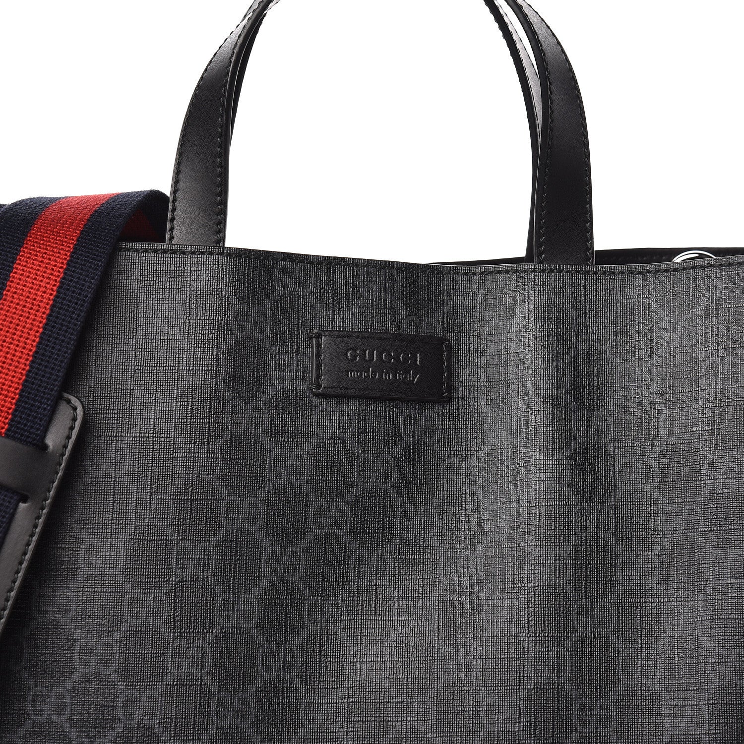 Gucci Soft GG Supreme Monogram Appia Calfskin Web Vertical Tote Black 10 of 10