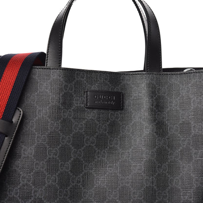 Gucci Soft GG Supreme Monogram Appia Calfskin Web Vertical Tote Black 10 of 10