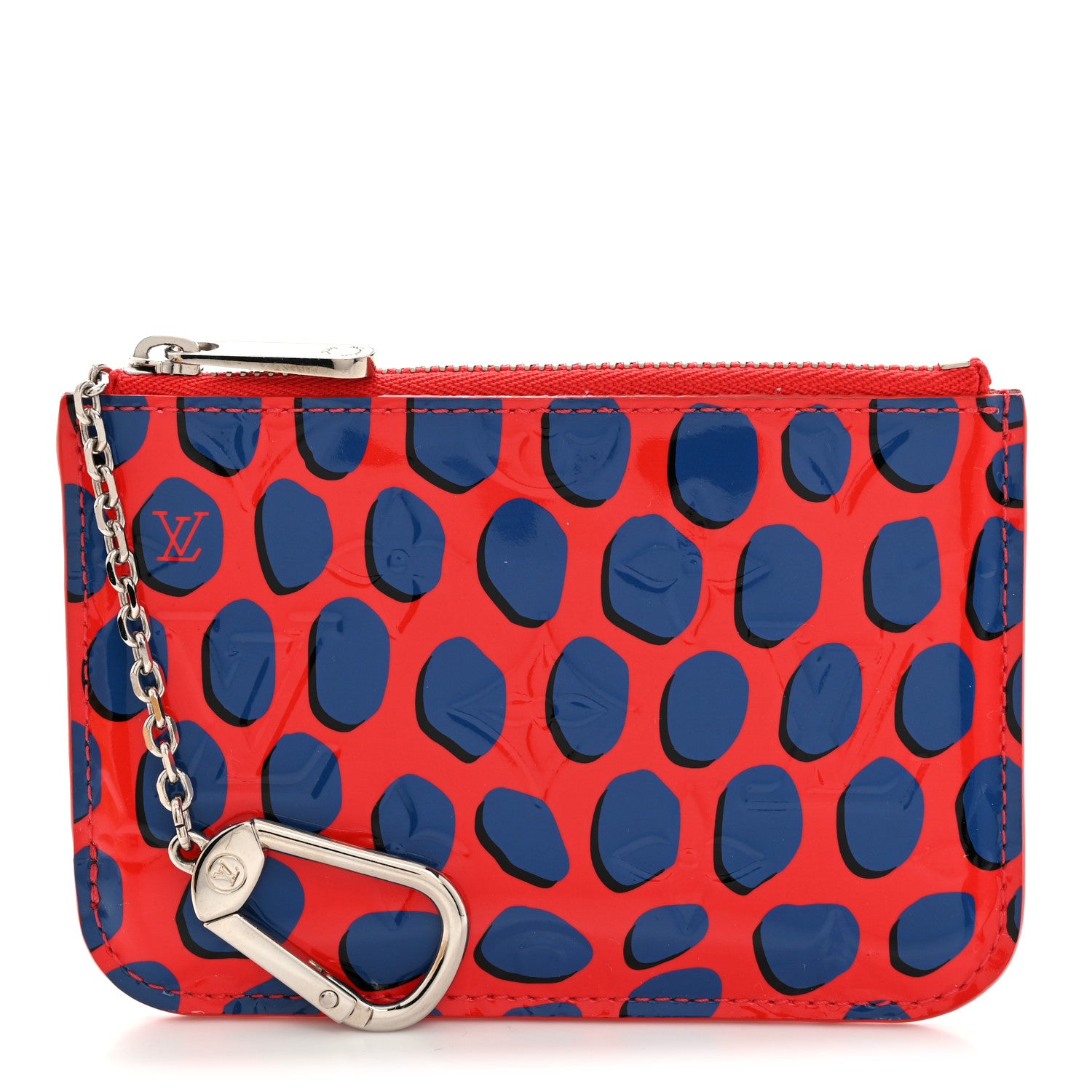 Louis Vuitton Vernis Jungle Dots Key Pouch Coquelicot Denim 1 of 7