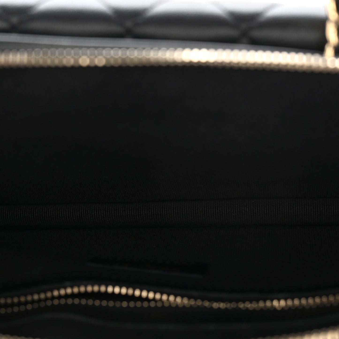 Lambskin Quilted Chain Top Handle Clutch With Chain Black