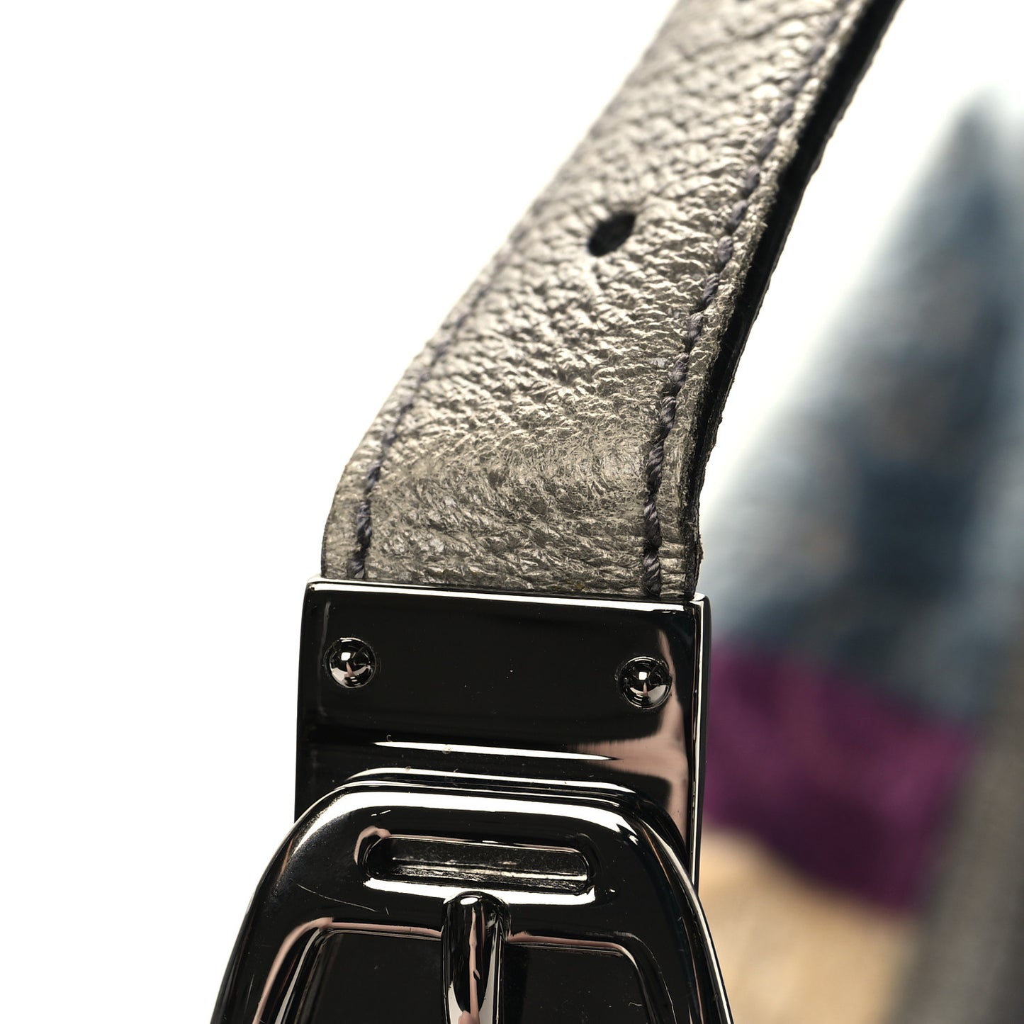 Velvet Horsebit Embossed Glam Hobo Grey