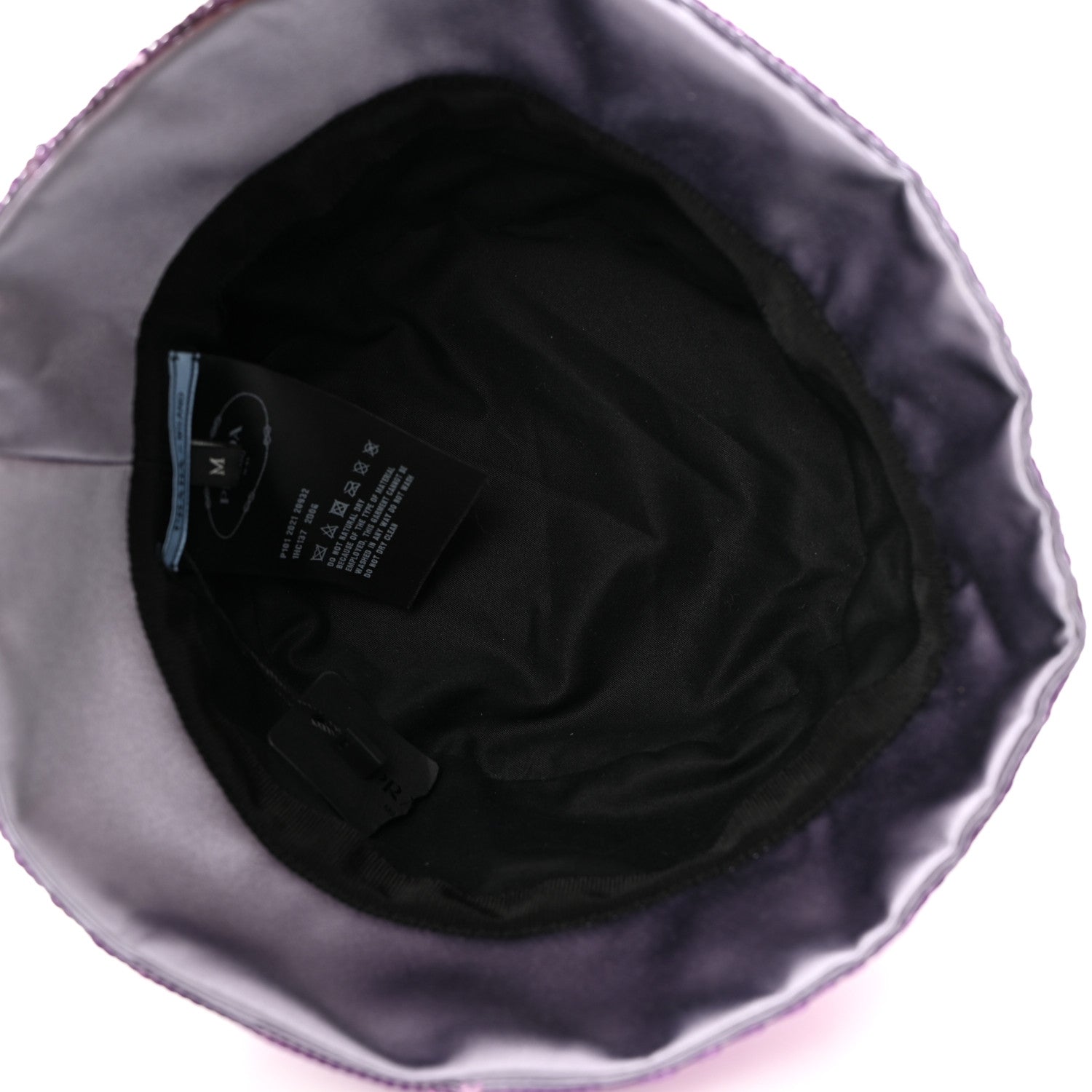 Prada Paillettes Triangle Logo Womens Bucket Hat M Purple 7 of 8