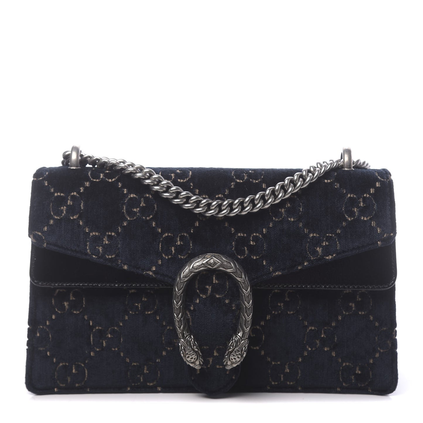 Velvet Skipper GG Monogram Small Dionysus Shoulder Bag Blue Beige Black