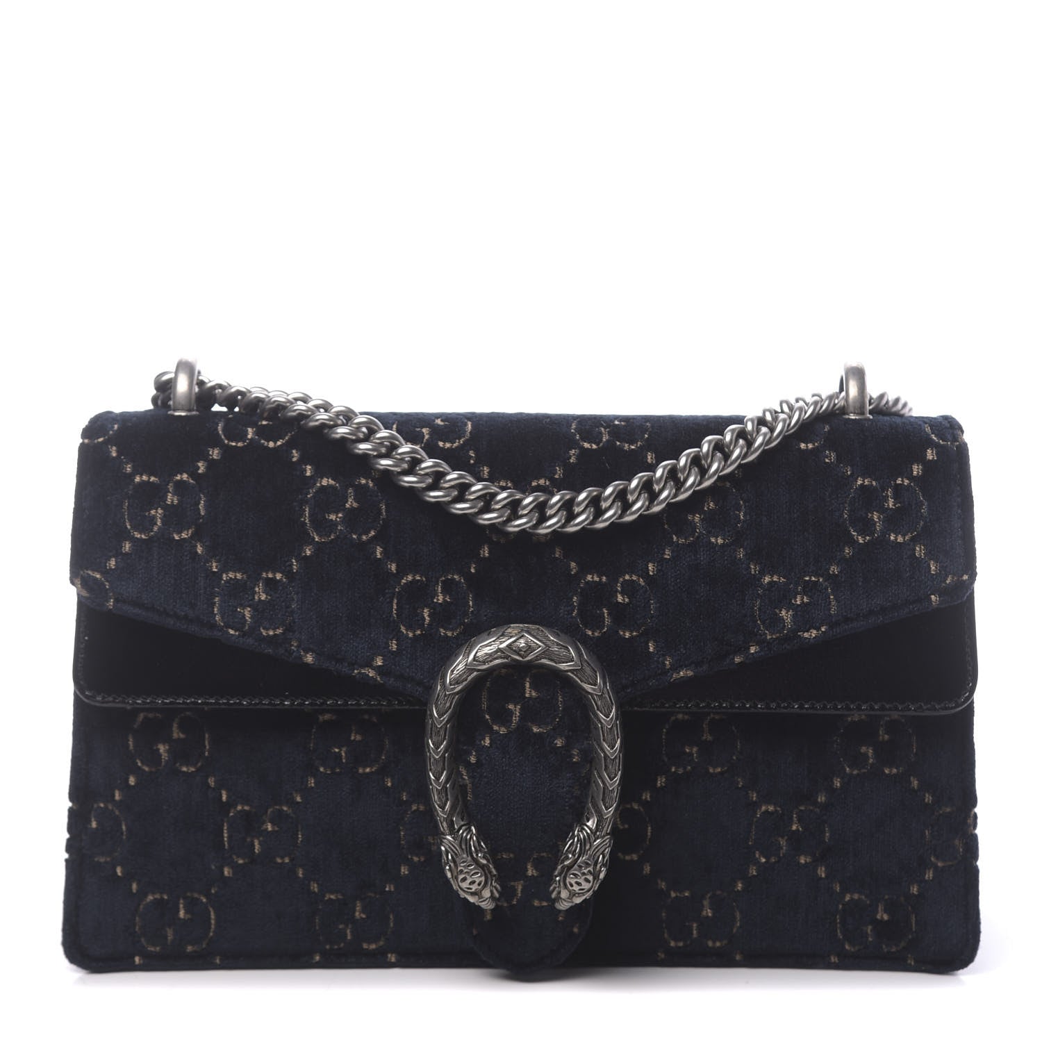 Gucci Velvet Skipper GG Monogram Small Dionysus Shoulder Bag Blue Beige Black 1 of 11
