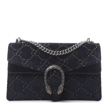 Gucci Velvet Skipper GG Monogram Small Dionysus Shoulder Bag Blue Beige Black 1 of 11