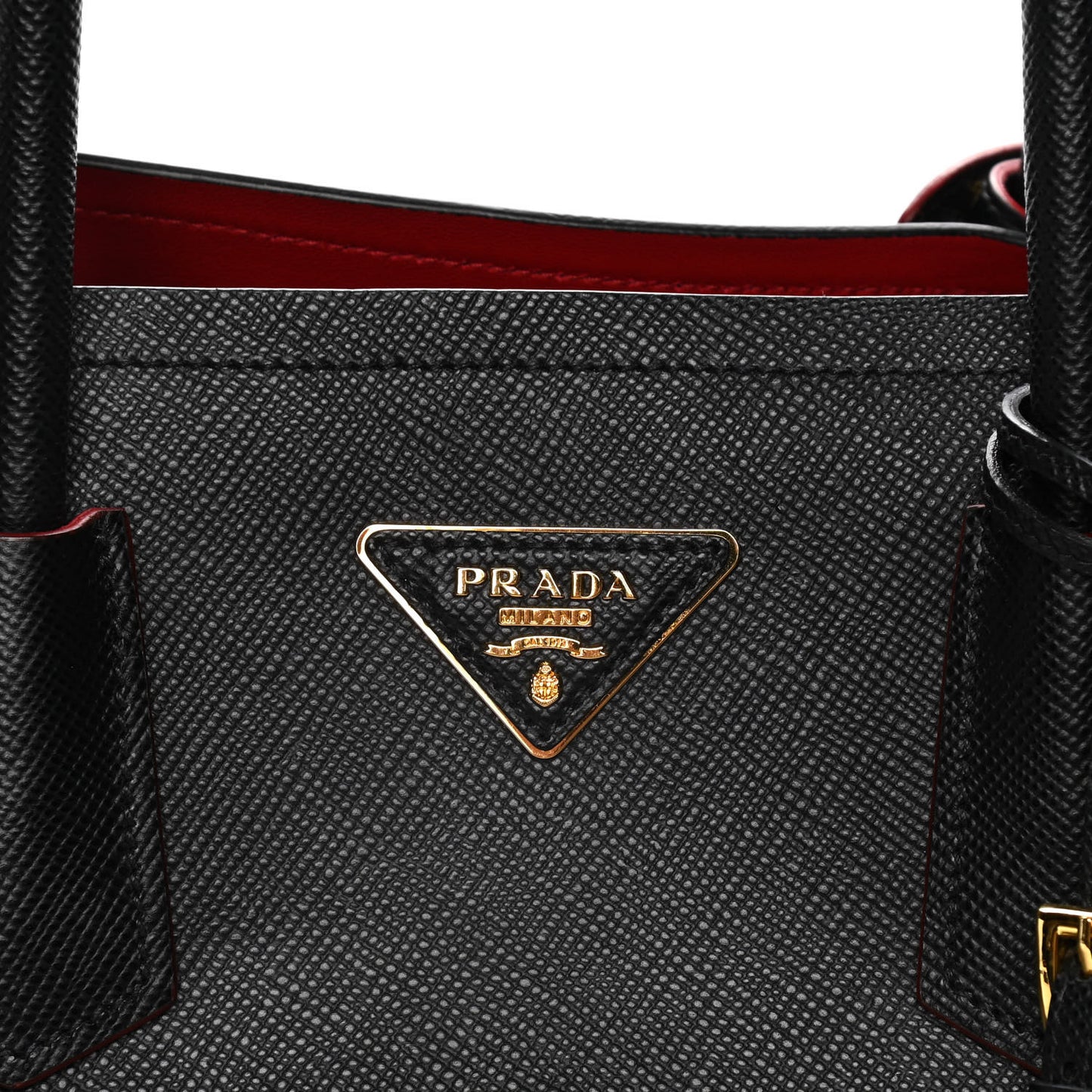 Saffiano Cuir Large Double Bag Black Fuoco