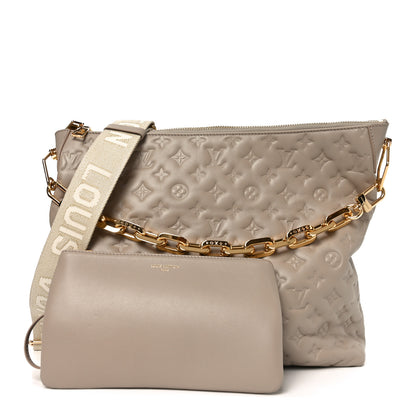 Louis Vuitton Lambskin Embossed Monogram Coussin Hobo MM Galet 3 of 10