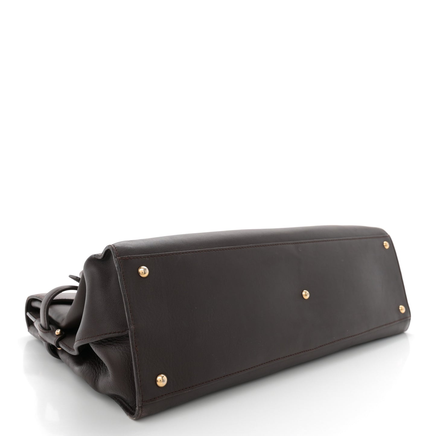 Calfskin Gancini Top Handle Satchel Brown