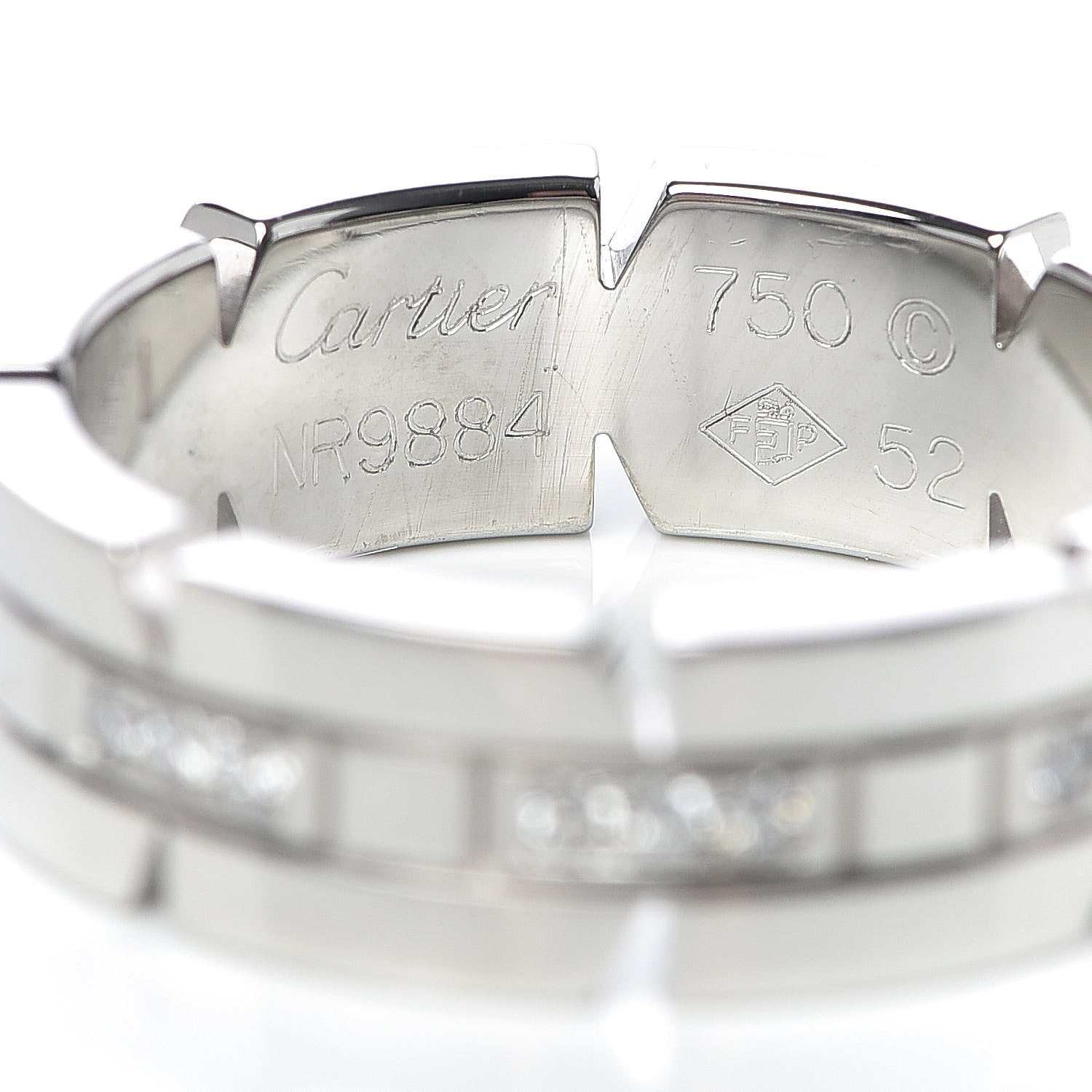 Cartier 18K White Gold Diamond 6mm Tank Francaise Band Ring 52 6 4 of 4
