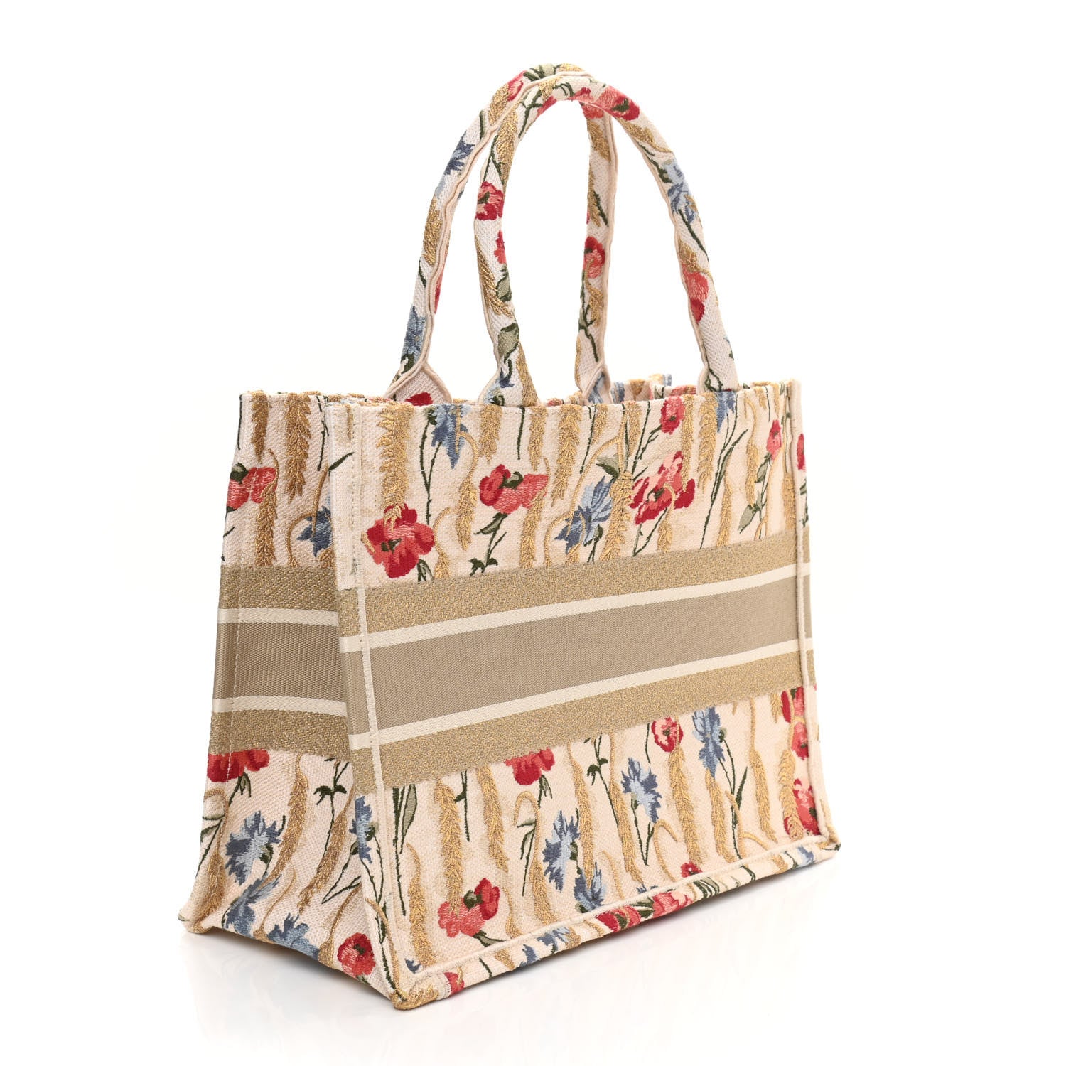 Christian Dior Canvas Embroidered Medium Hibiscus Book Tote Beige Multicolor 2 of 10