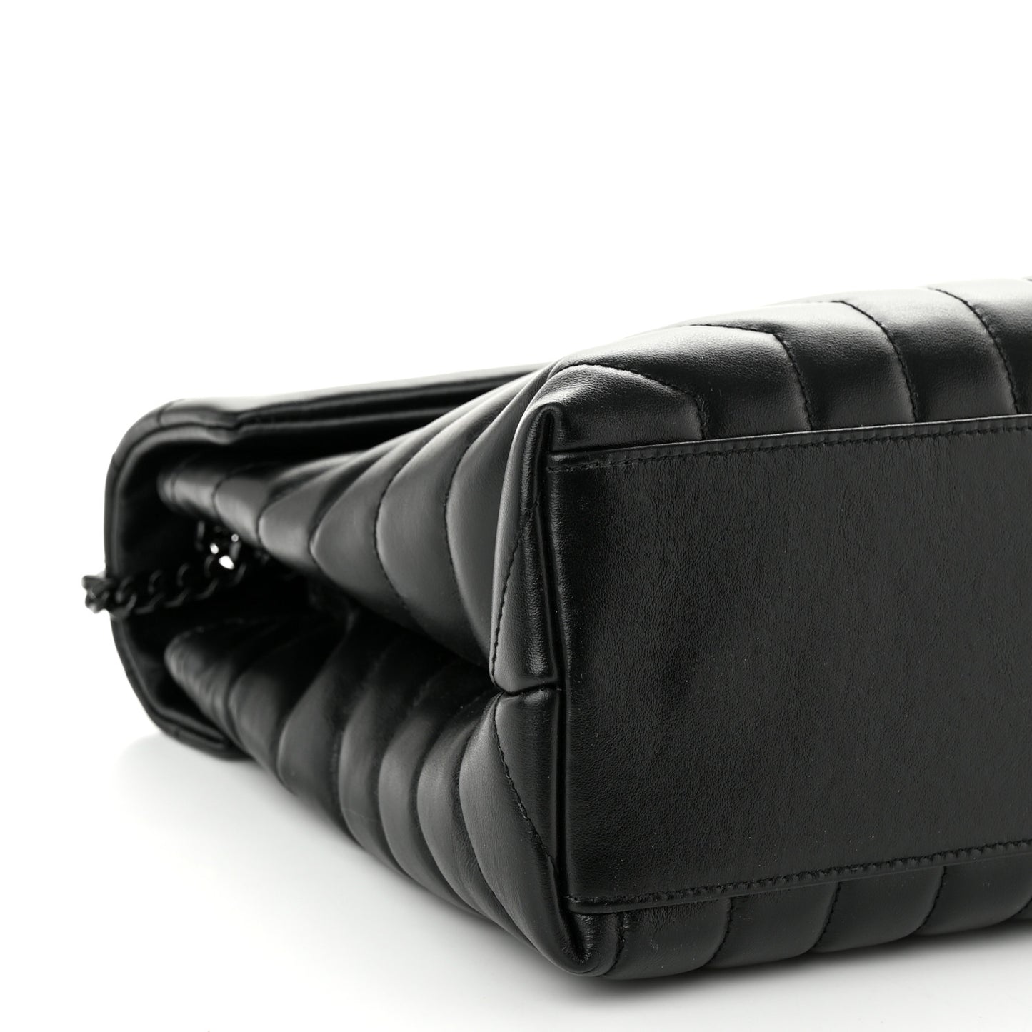 Calfskin Y Quilted Monogram Monochrome Medium Loulou Chain Satchel Black