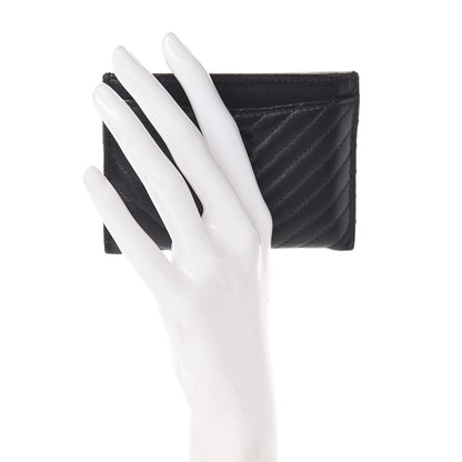 Chanel Lambskin Chevron Quilted Card Holder So Black 2 of 9