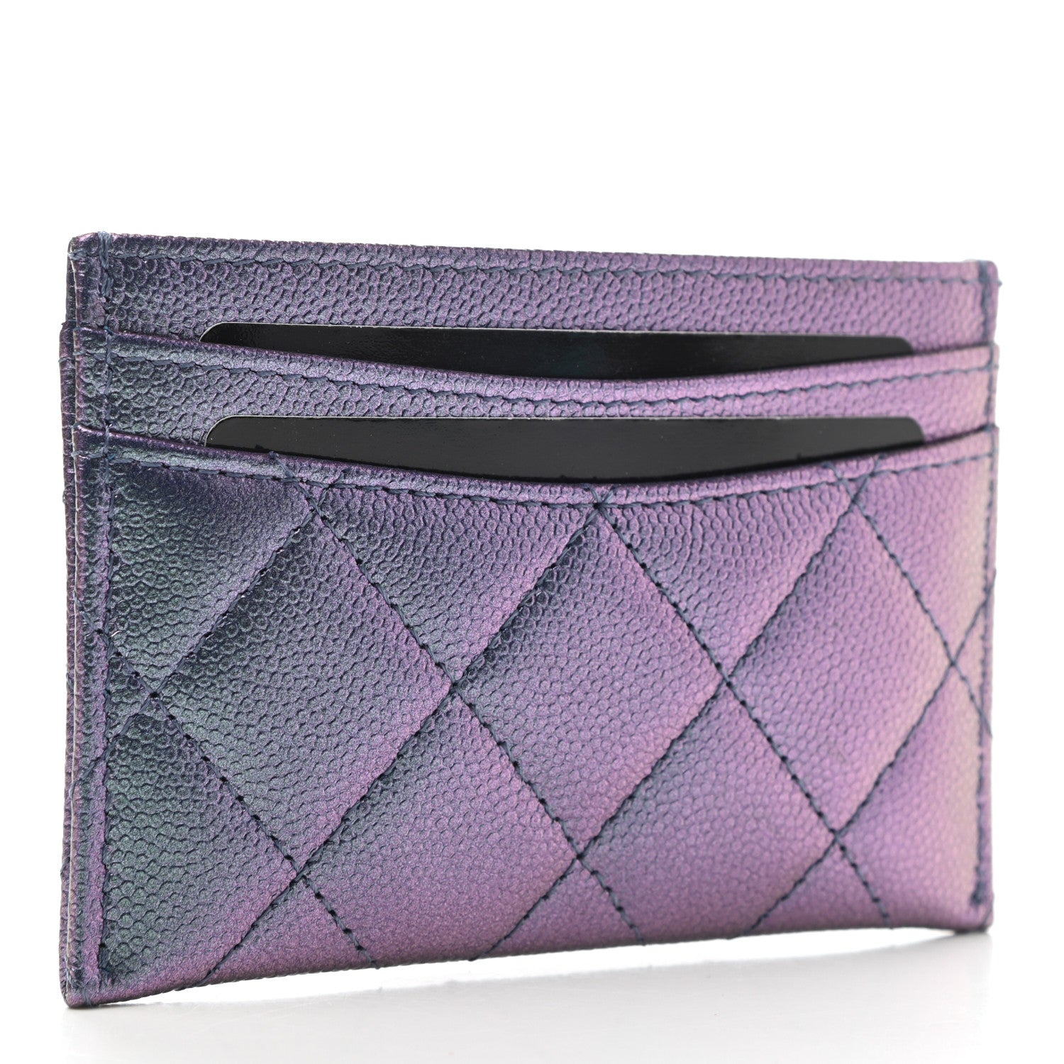 Chanel Iridescent Caviar Quilted Card Holder Dark Blue 3 of 9