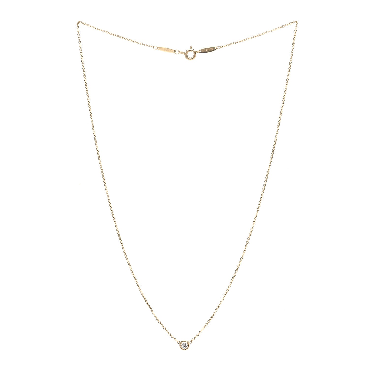 Tiffany 18K Yellow Gold Diamond .14ct Elsa Peretti Diamonds by the Yard Pendant Necklace 2 of 4