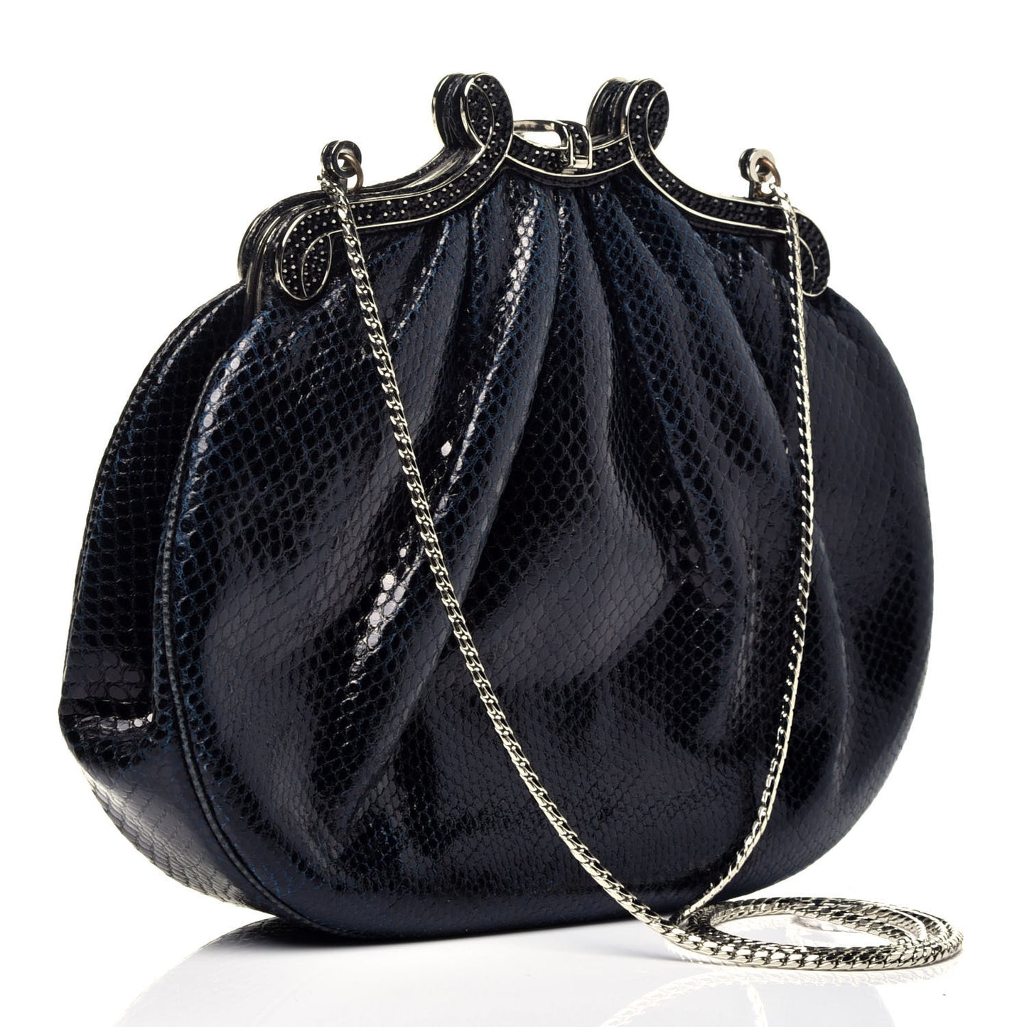Snakeskin Crystal Evening Bag Black