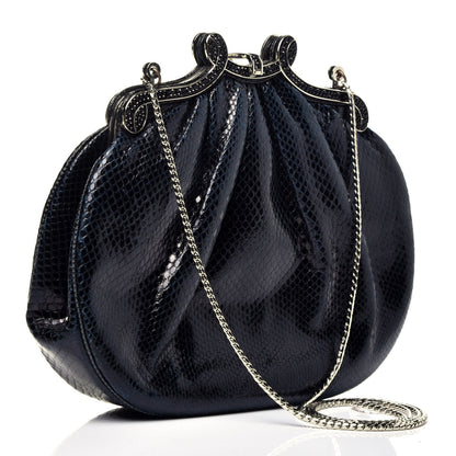 Judith Leiber Snakeskin Crystal Evening Bag Black 3 of 11