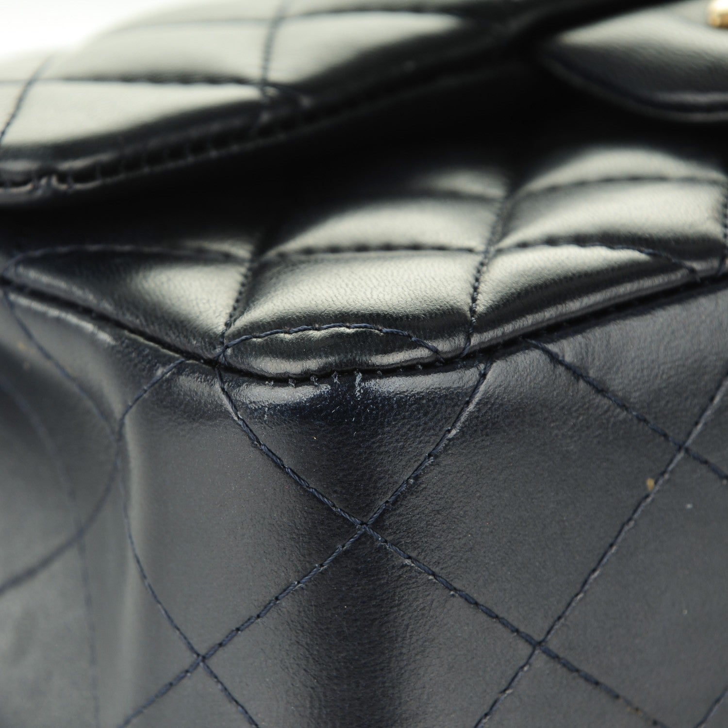 Chanel Lambskin Quilted Mini Rectangular Flap Dark Navy Blue 8 of 9