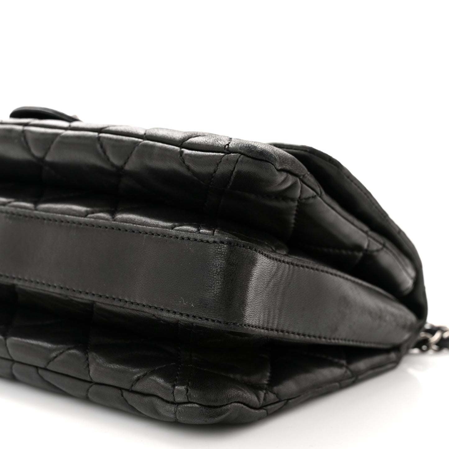 Lambskin Quilted Jumbo 3 Flap Black