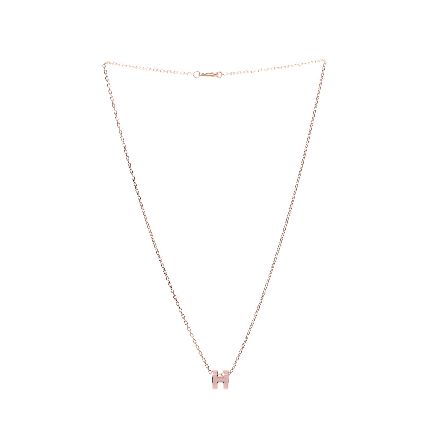 Lacquered Rose Gold Mini Pop H Pendant Necklace Rose Dragee