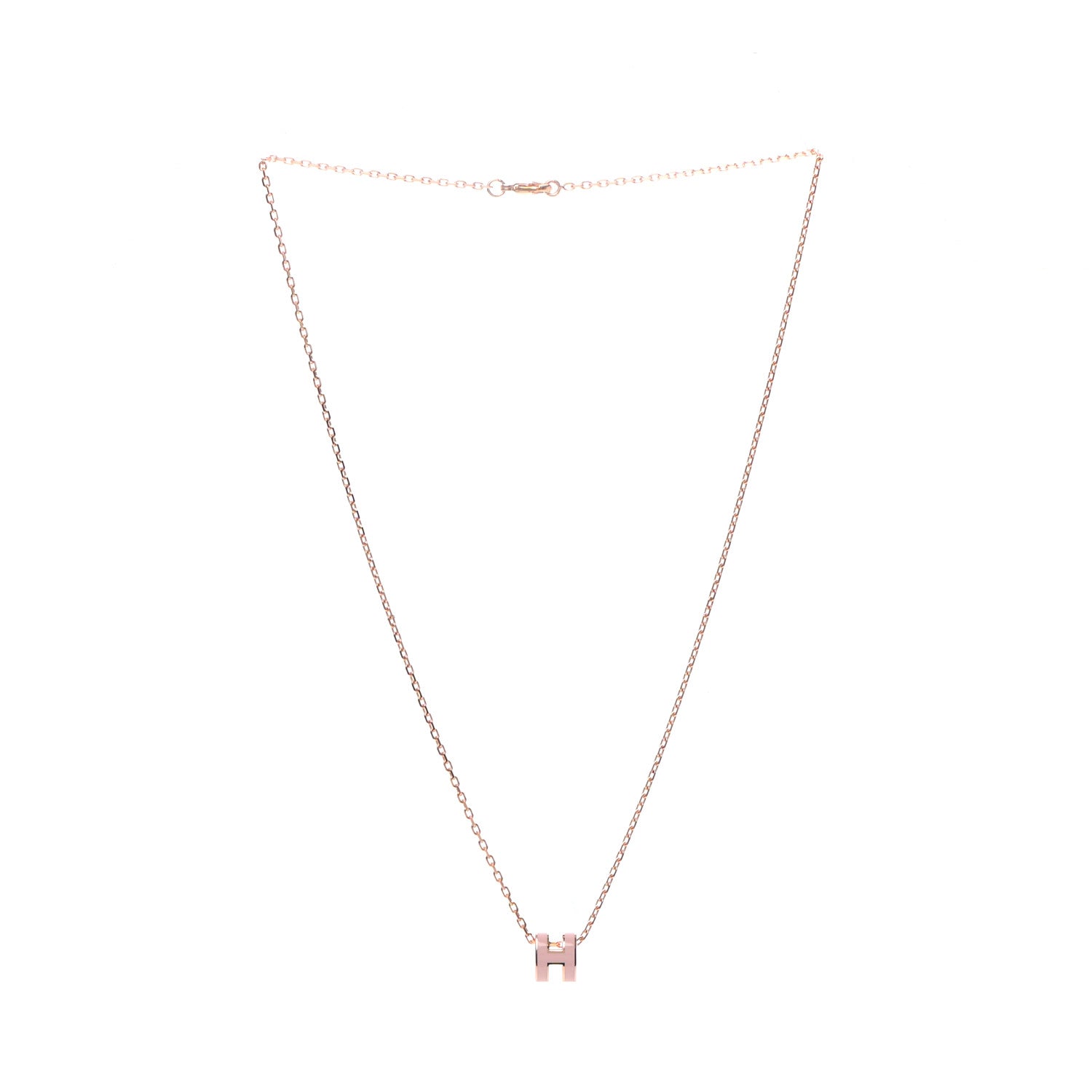 Hermes Lacquered Rose Gold Mini Pop H Pendant Necklace Rose Dragee 3 of 5