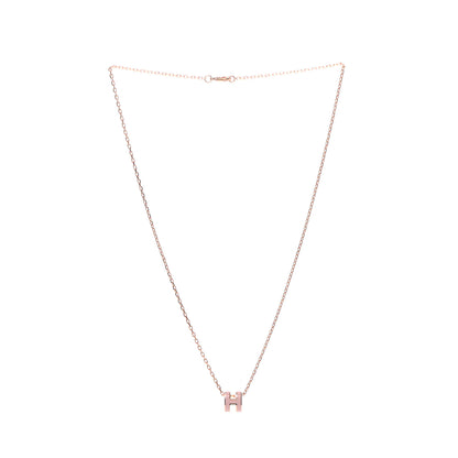 Hermes Lacquered Rose Gold Mini Pop H Pendant Necklace Rose Dragee 3 of 5