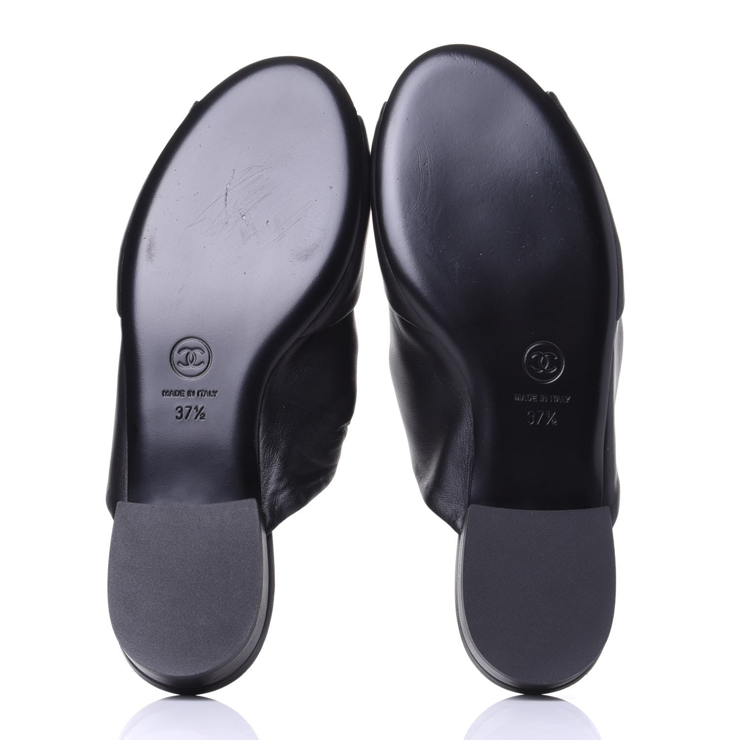 Chanel Lambskin Pearl Bow CC Flat Sandals 37.5 Black 7 of 11