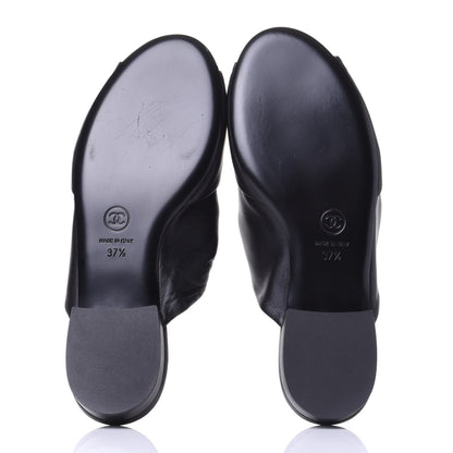 Chanel Lambskin Pearl Bow CC Flat Sandals 37.5 Black 7 of 11