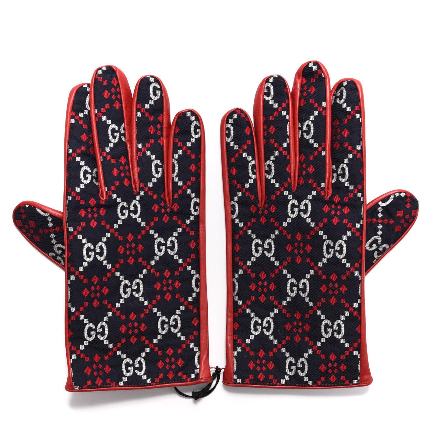 Nappa Diamante Vintage Gloves 9.5 Midnight Blue Red