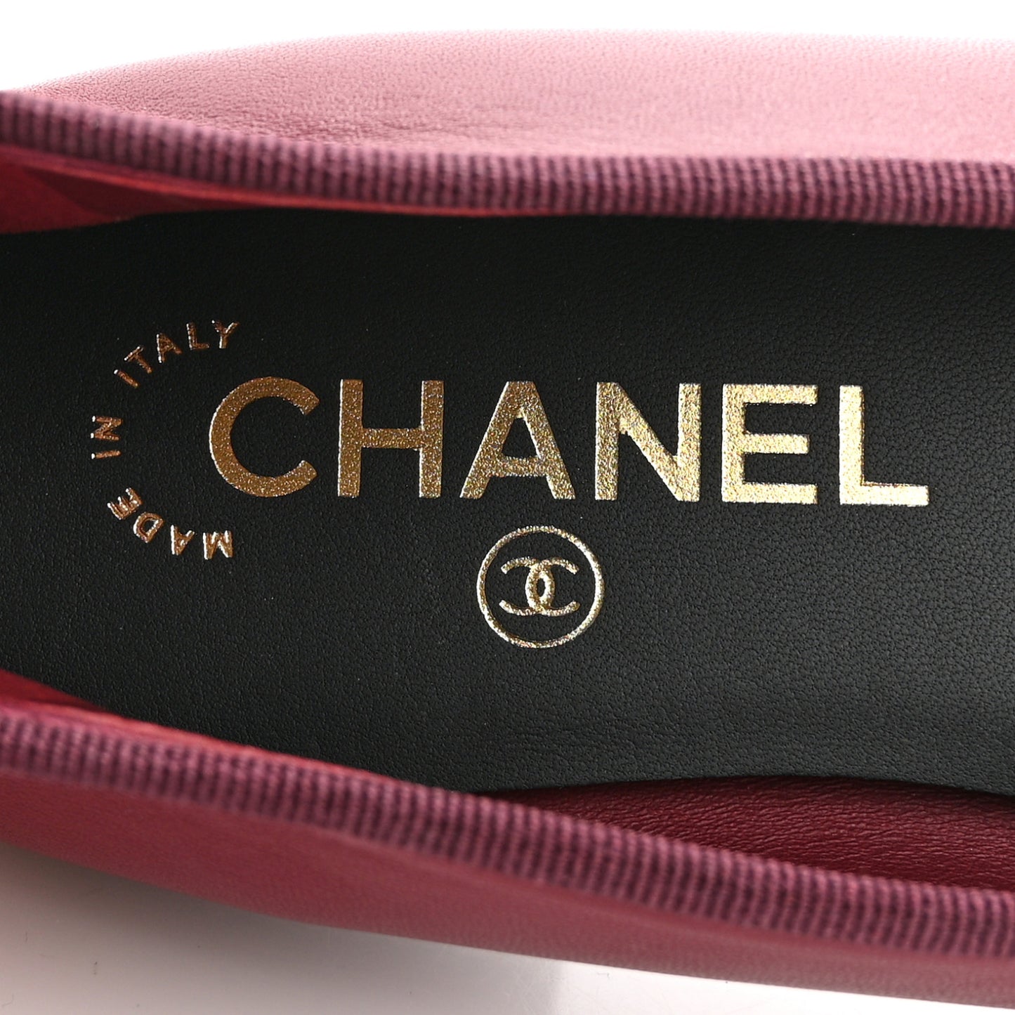 Lambskin Cap Toe CC Ballerina Flats 38.5 Burgundy Black
