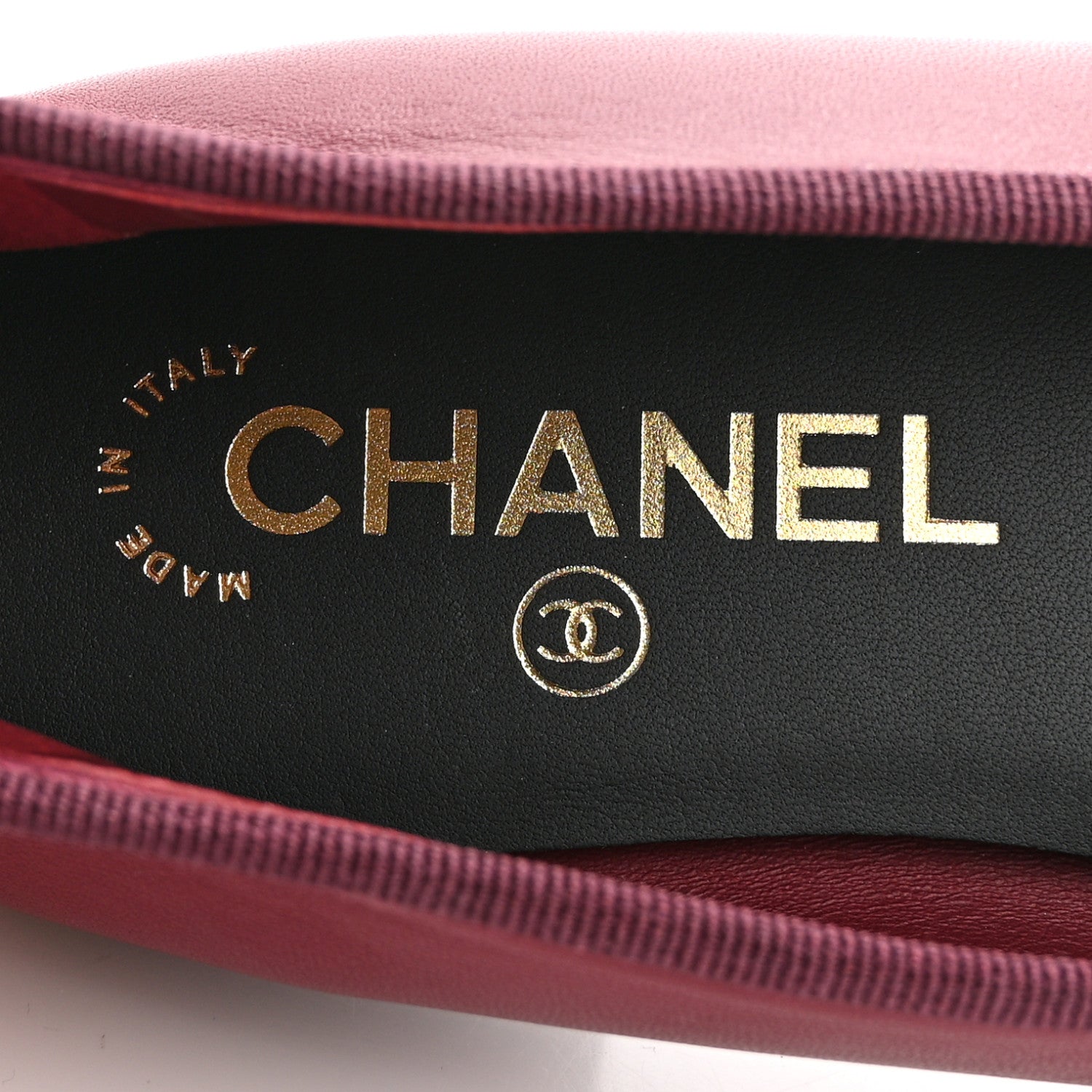 Chanel Lambskin Cap Toe CC Ballerina Flats 38.5 Burgundy Black 7 of 9