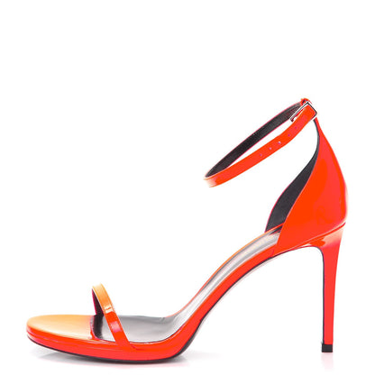 Saint Laurent Patent Calfskin Jane 80 Ankle Strap Sandals 40 Orange Fluo 1 of 9