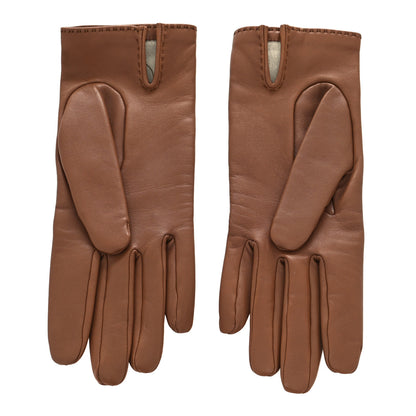 Hermes Lambskin Soya Kelly Lock Gloves 6.5 Brown 2 of 3